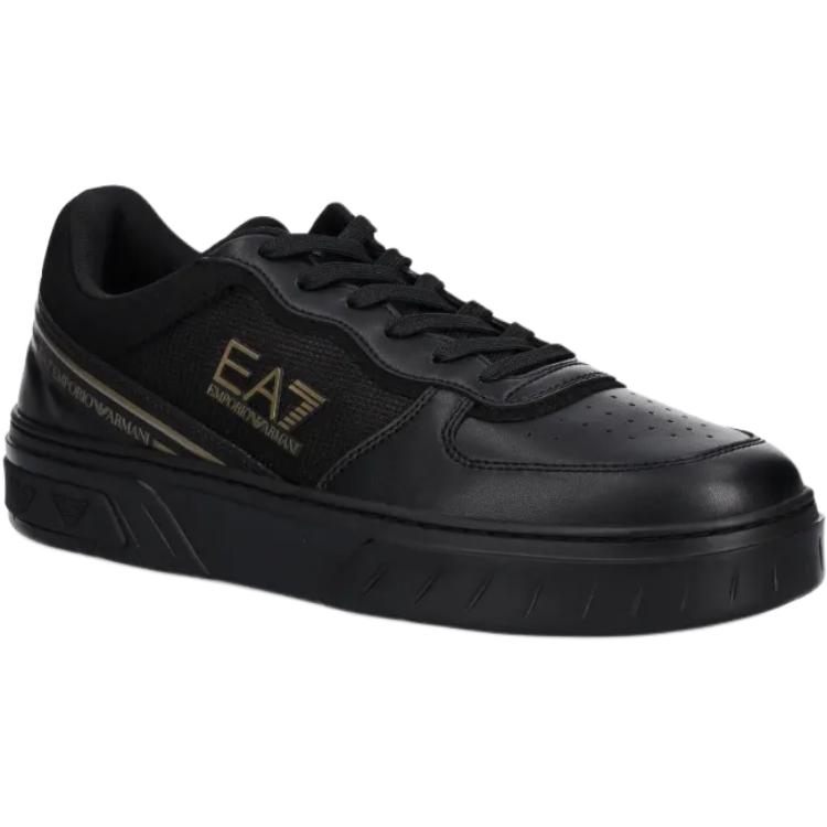 Emporio Armani EA7 Logo Round Toe Lace-Up Low-Top Sneakers Unisex sneakers Black 7X000338AF18614MZ177