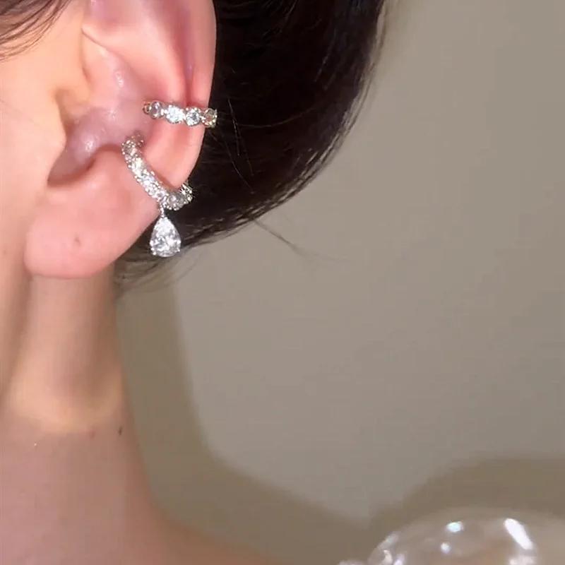 Zilverkleurige Zirkonia Parel Clip-On Oorbellen voor Vrouwen Geometrische Ear Cuff Zonder Piercing Meisjes Sieraden Cadeaus