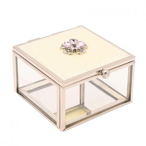 Sophia Embellished Flower Trinket Box with Enamel Lid