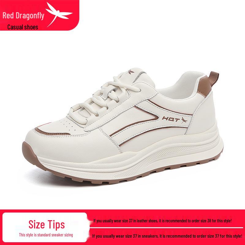 Red Dragonfly Women's Height-Increasing Mesh Sneakers - Autumn Casual, Thick Sole, Versatile for Travel and Sports.
