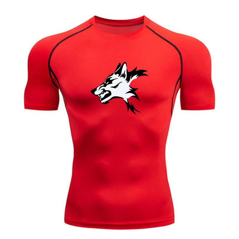 Men's Compression Athletic Workout T-Shirt, Black White Fier