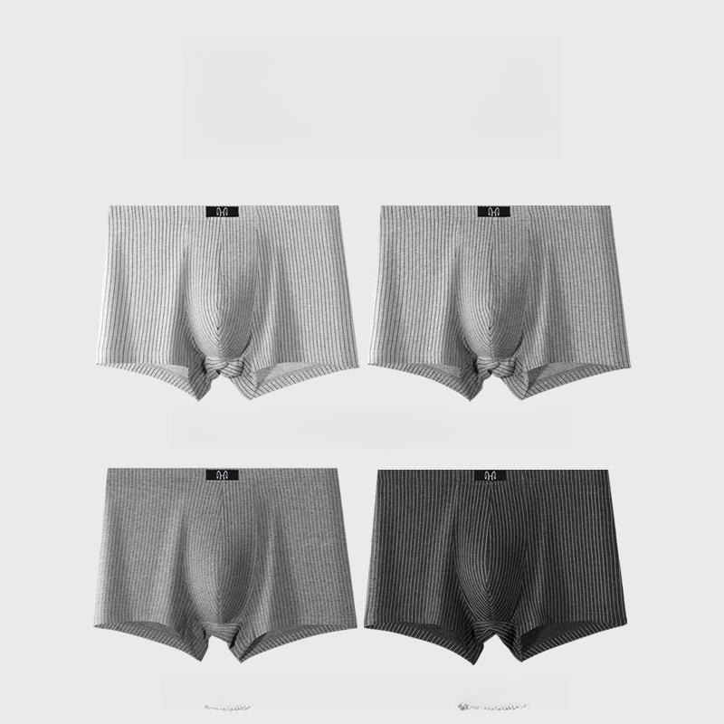 4pcs Men's Underwear Flat Leg Pants Mid Waist Plus Size Four Corner Pants Breathable Linear Shorts Boxer Brief