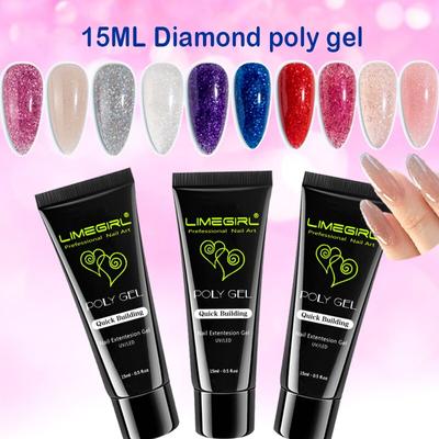24 Color Diamond Poly UV Gel Glitter Nail Gel Builder Gel Acrylic Soak Off Camouflage Fast Nail Extension UV Gel Nail Art