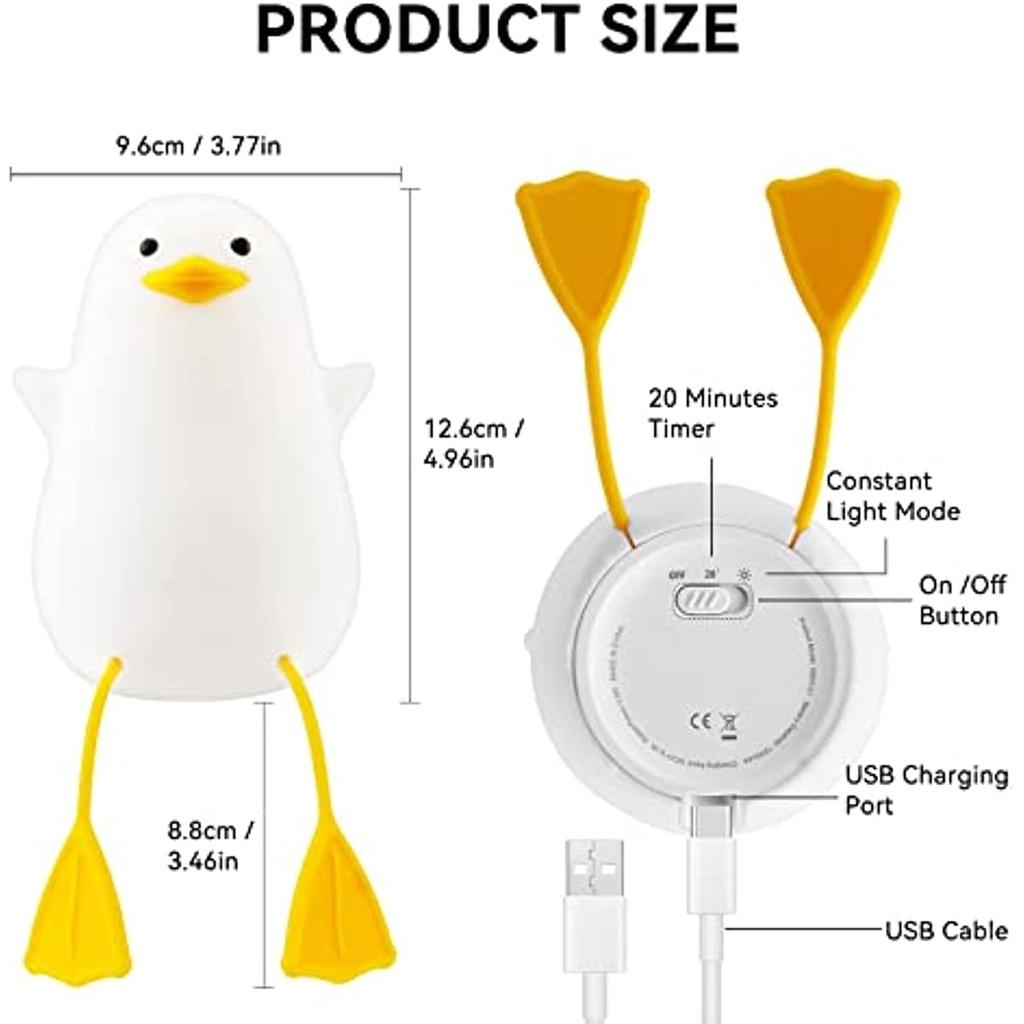 Kinder Nachtlicht Möwe Silikon Nachtlicht Einstellbare Helligkeit Und Timer USB Abgewiesenes Nachtlicht Für Kinder Geschenk Baby Neugeborenes Kind