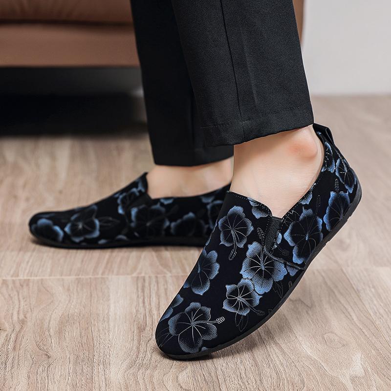 Herren Beliebte Bohnenschuhe Ein Fuß Faule Schuhe Vielseitig Atmungsaktiv Lässig Fahren Stoffschuhe Streetstyle Blumenmuster 2025
