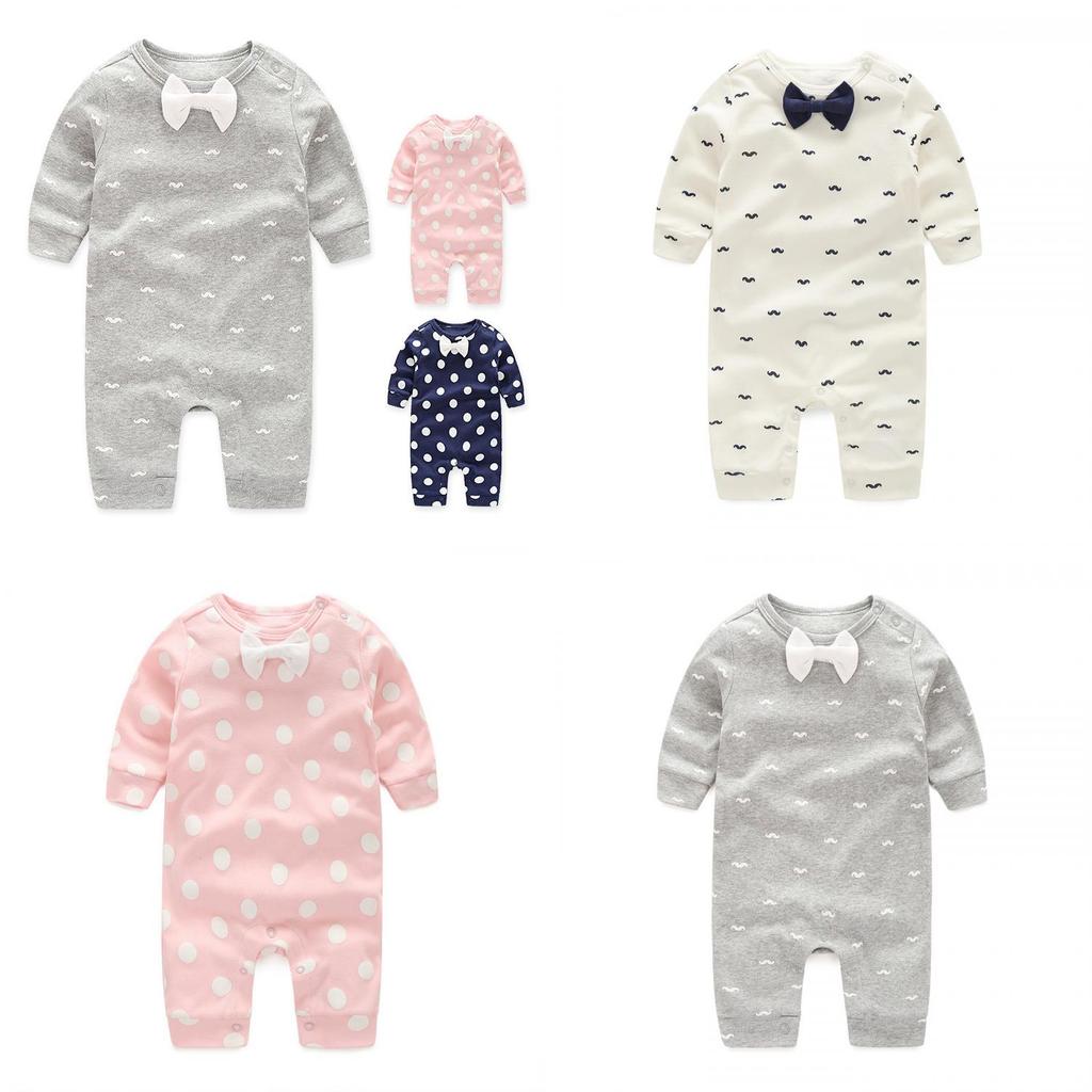 Baby Long Sleeve Cotton Romper With Bow For Toddler Crawling And Play