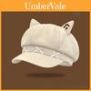 Cat Ears Octagonal Beanie Hat With Wide Brim For Winter Warmth