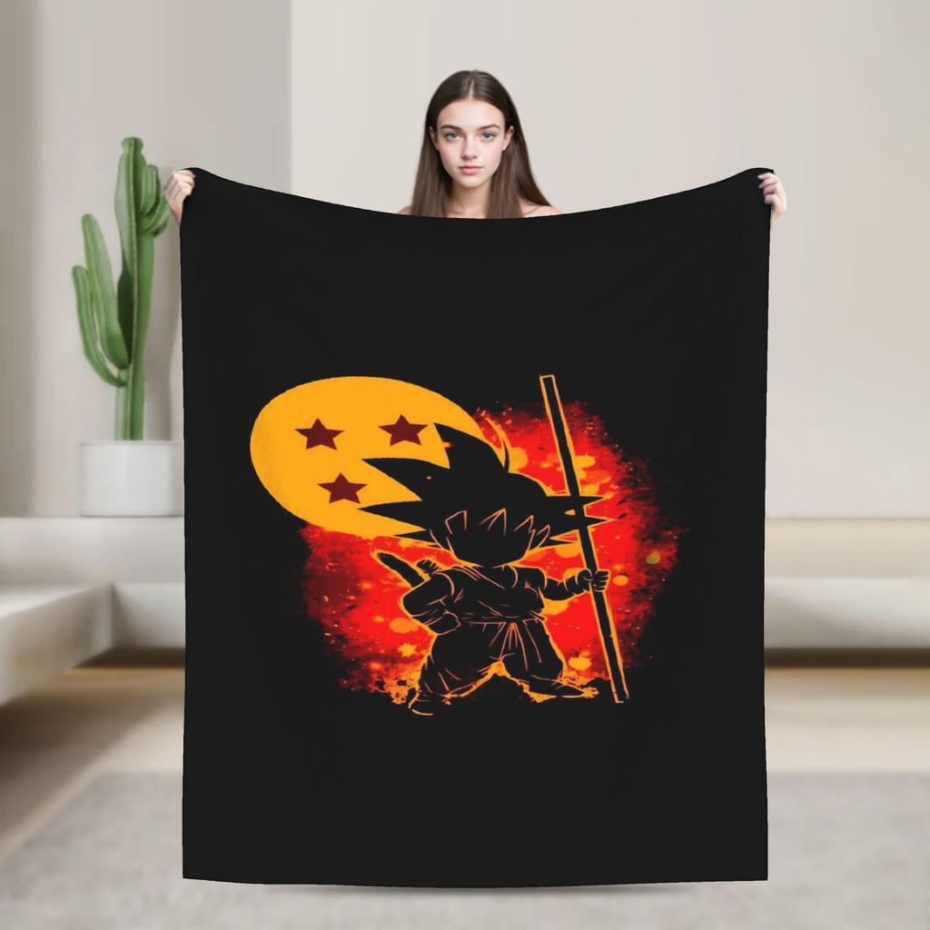 Black White Goku Dragon Ball Flannel Blanket Soft Durable Bedding Throws For Couch Bed Picnic Bedspread Sofa Bed Cover