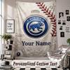 Wall Hanging Tapestry With Custom Name & Text, Chicago Cubs Decorative Tapestry For Bedroom