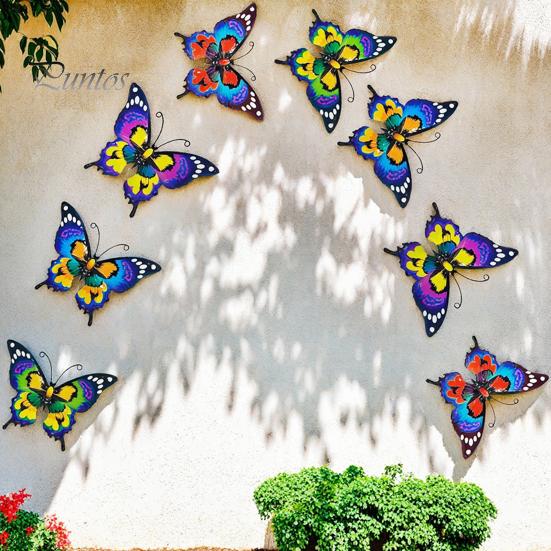 Metal Butterfly Wall Art Decor for Garden Yard Patio, Large Iron Whimsical Hanging Sculpture, Outdoor Fence Farmhouse Backyard Accents