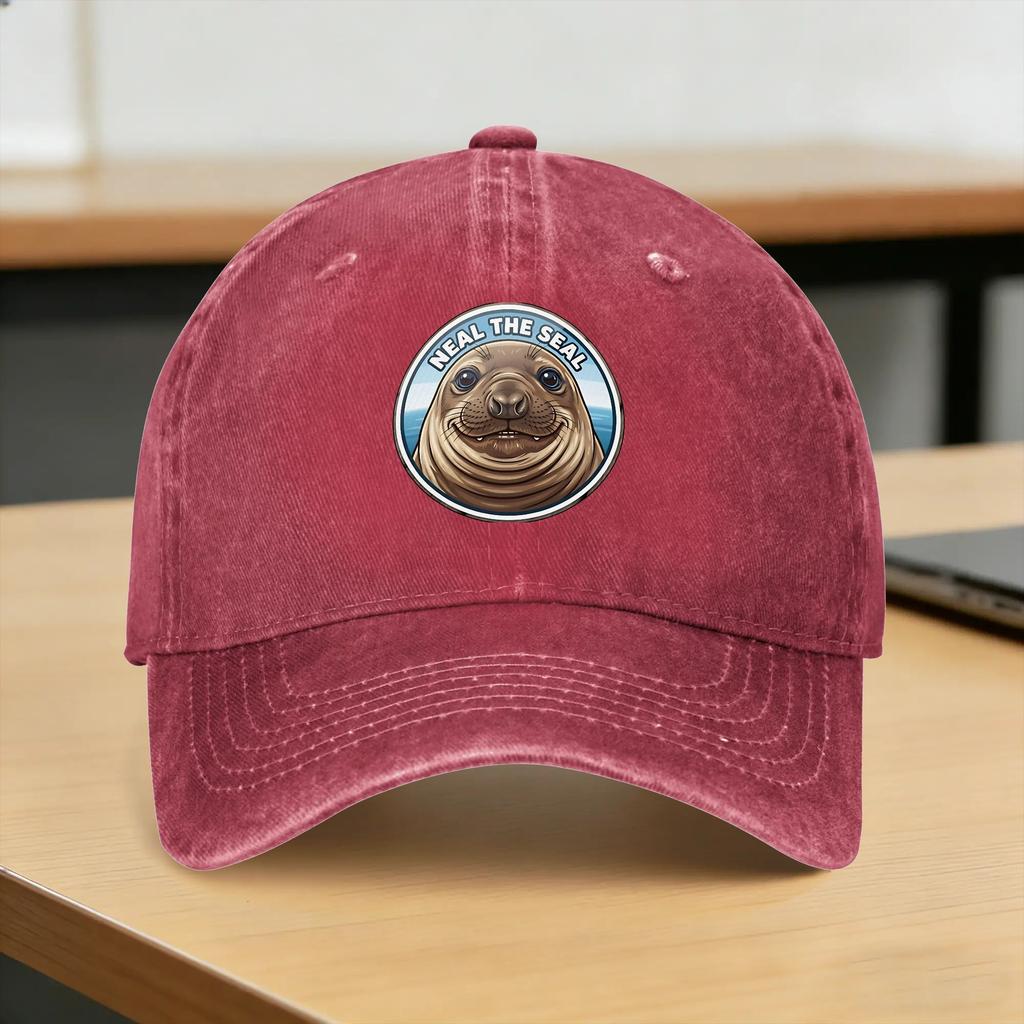 Washed Baseball Cap Neal the Seal Summer Trucker Hat For Unisex-Teens Trendy Hiking Fishing Sun Snapback Cap