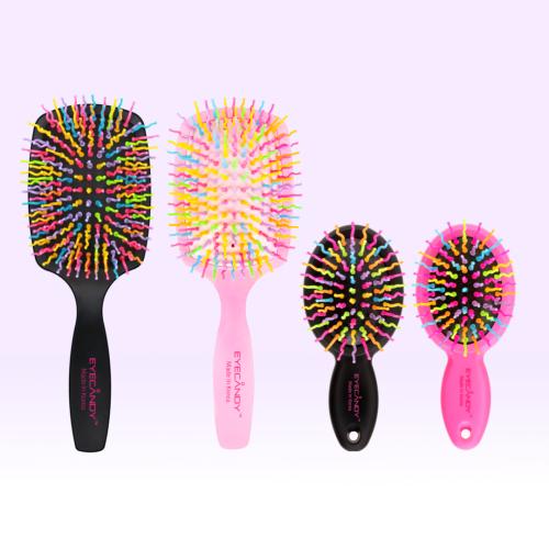 Rainbow Volume S Paddle Brush Set (Paddle + Mini) Paddle Neo Pink + Mini Black
