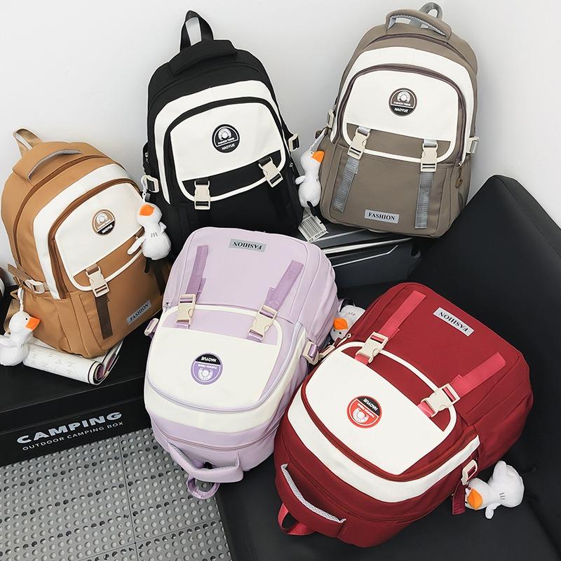 School Bag New School Bag Female Junior High School Student High School Student Backpack Grade 3-6 Large Capacity Simple Lightweight Backpack