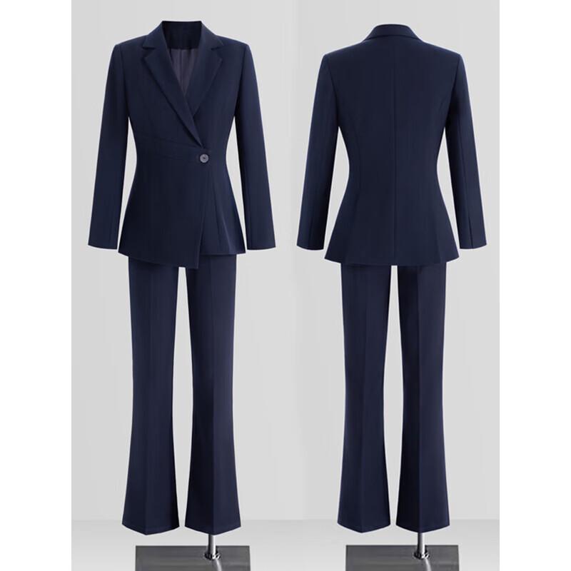 Женская темно-синяя коллекция деловых костюмов 3XL