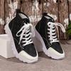 Large size printed high-top casual single shoes autumn and winter new cross-strap platform versatile women's shoes