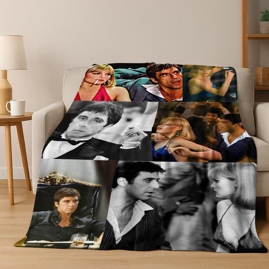 Classic Scarface Tony Montana Movie Art Flannel Blanket,Cozy Soft Throw Blanket for Home Bedroom Bed Sofa Picnic Cover Gift