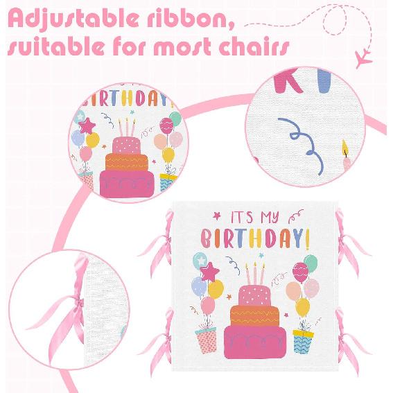 Tudomro 2 Pieces Birthday Chair Cover for Classroom It's My Birthday Chair Cover with Ribbons Cupcake Seat Back Decor for Kids Office Classroom