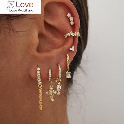 Crmya Κίτρινα Ασημένια Καρφωτά Κρεμαστά Σκουλαρίκια Για Γυναίκες Σκουλαρίκια Κρίκοι με Ζιργκόν Για Γυναίκες Μποέμ Σκουλαρίκια Κοσμήματα