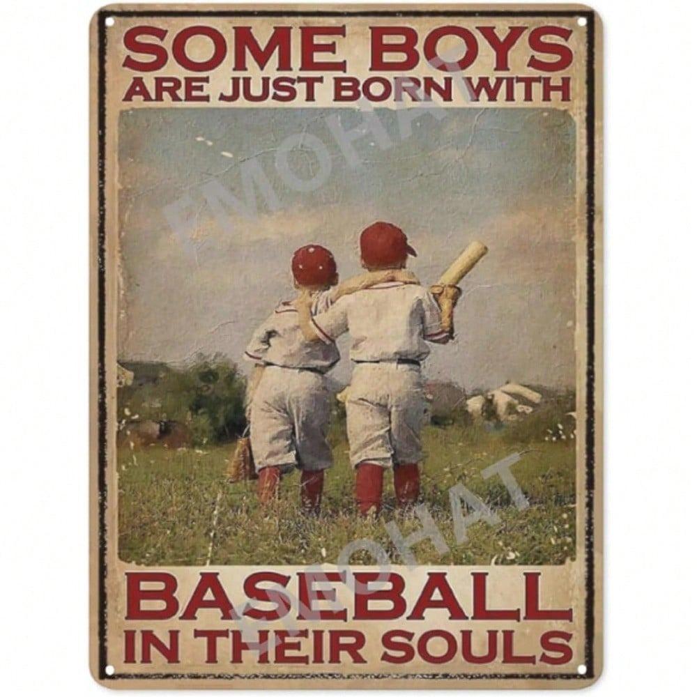 Vintage Baseball Tin Sign Metal Wall Art Decor Poster Boys Gym Garage