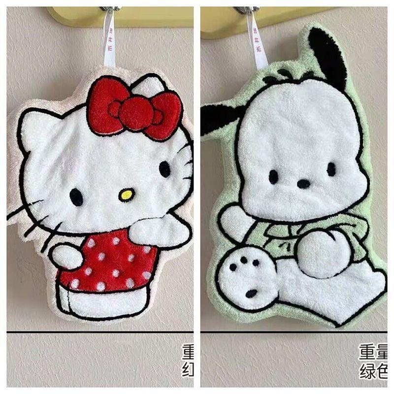 Sanrio  My Melody Pochacco Kawaii Cute Hand Towel Water-Absorbent Coral Fleece Kitchen Decor Quick-Drying Girls Towel