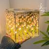 Blossom Box, Tulips Luminous Garden, Handmade DIY Magic Cube Tulips Flower Night Light Tulips Mirror Lamp Creative Gifts for Girl Women Friends