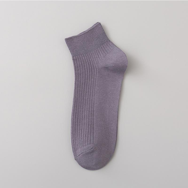 

Мужские летние тонкие однотонные влагоотводящие и дезодорирующие носки-лодочки 1 pair серый/фиолетовый