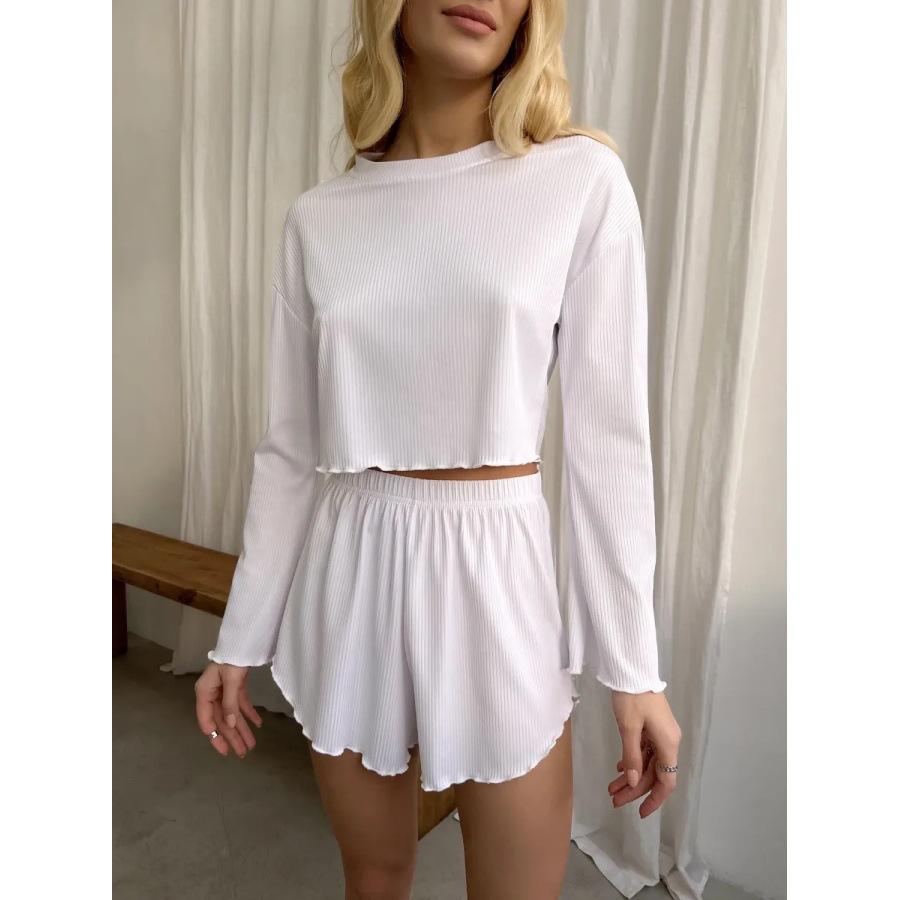 Spring Summer Women's elasticity Pajamas Set Long Sleeve Tops & Shorts Sleepwear 2 Piece Home Clothes Pyjamas women Loungewear