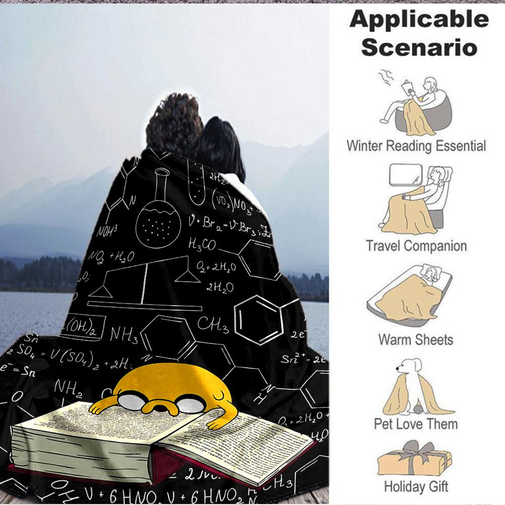 1pc Jake the Dog Flannel Throw Blanket HD Printed Lightweight Soft Warm All Season Blanket for Sofa, Bed, Travel, Camping Machine Washable