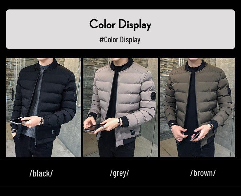 Men's Trendy Winter Short Down Jacket - Warm, Thick Baseball Collar Coat