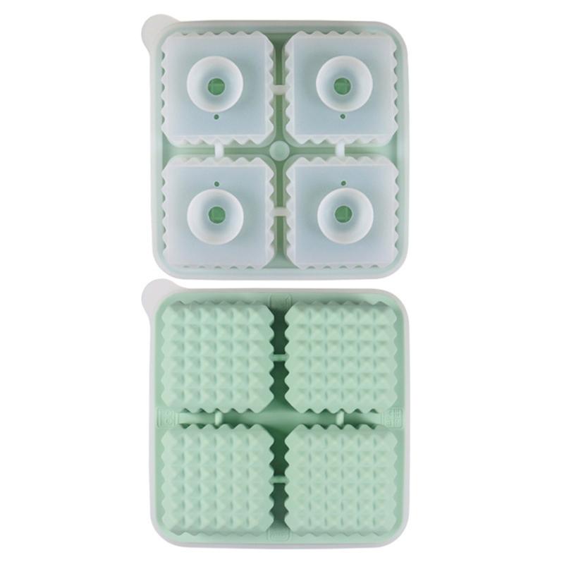 Ice Cube Tray for Freezers 4 Grid Silicone Molds Square Round Ice Makered for Whiskeys Cocktails Bar Tool Easy To Release