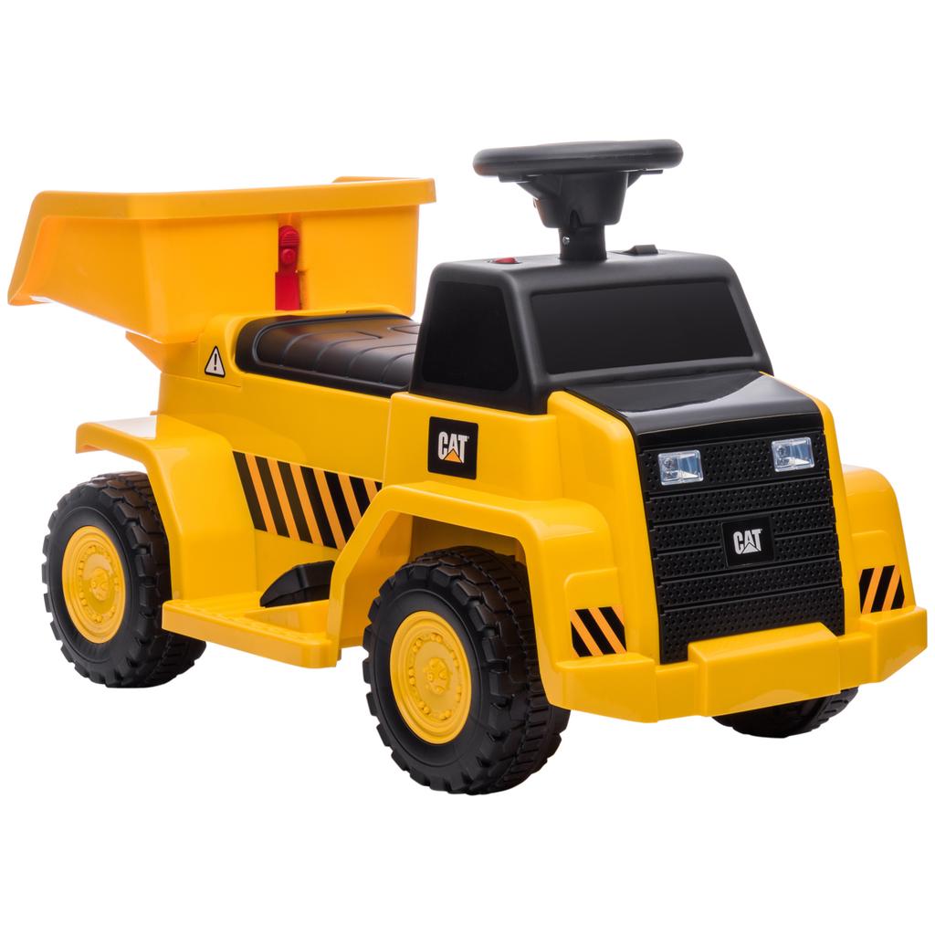 Elektrischer Kipper für Kinder, kippbare Ladefläche, max.. 3 km/h, Scheinwerfer, Hupe, Gelb, 74,5 x 36 x 43,5 cm