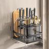 Wall Mounted Kitchen Organizer Knife Rack Cutlery Organizer  Spoon Fork Chopstick Drain With Drain Tray  Board Drain Shelf
