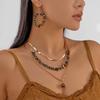 Artistic Womens Necklace And Earrings Set Featuring Alloy Metal Crushed Stone