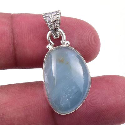 Natural Aquamarine 925 Solid Sterling Silver Gift Jewelry Pendant 1.25'' k5H20