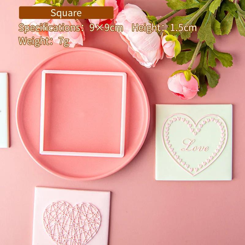 Love Heart Cutting Suit Acrylic Cookie Mold Biscuit Cutter Molds Hearts Shape Embossed Handmade Bakeware Tool for Valentines Day
