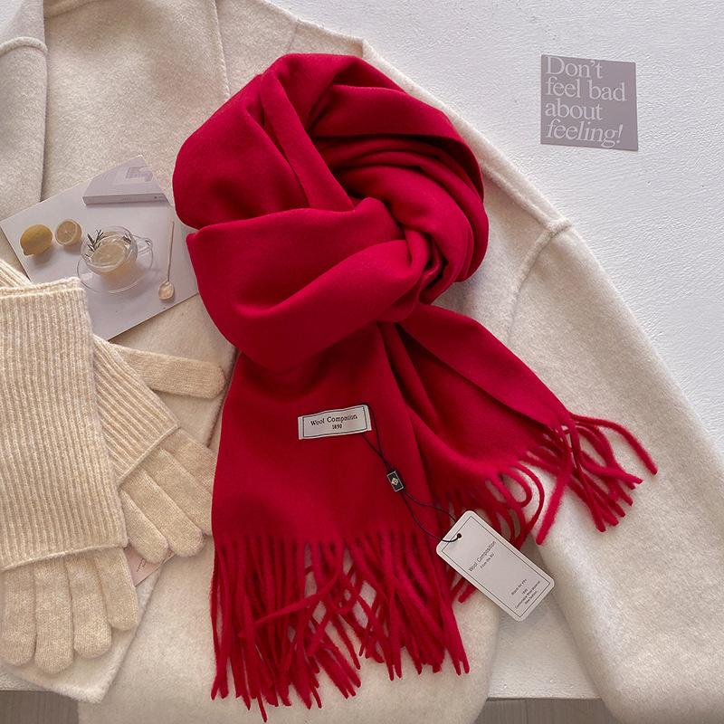 Winter Wool Scarf For Women Long Warm Cashmere Scarves Hijab Solid Lady Shawl Wrap Female Pashmina Bandana Head Scarfs New