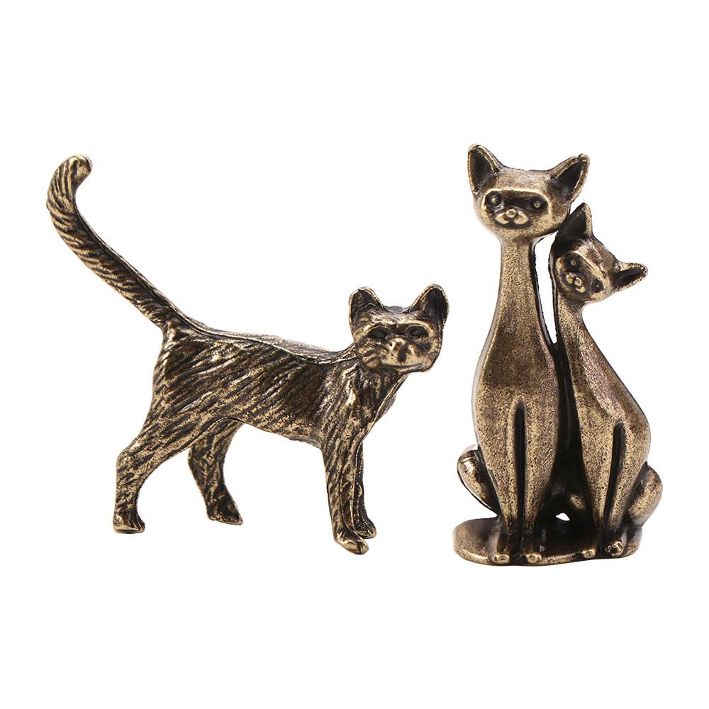 Small Cat Decorative Figurines Brass Casual Decoration Crafts Desktop Bronze Sculpture Living Room