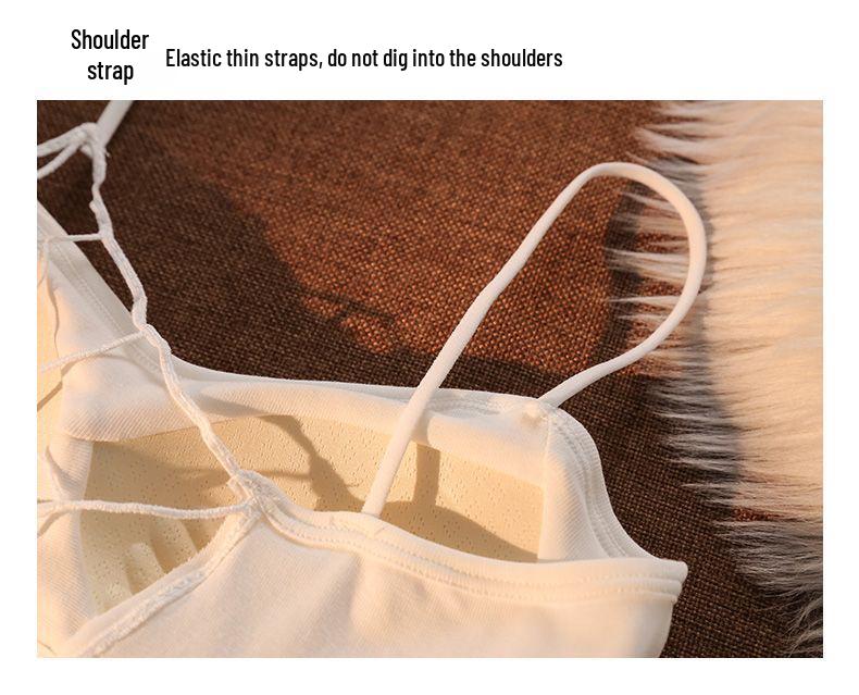 Women's White Strapless Camisole: Summer Innerwear with Built-in Bra Pads, Spiderweb Back Design for a Sweet and Spicy Look