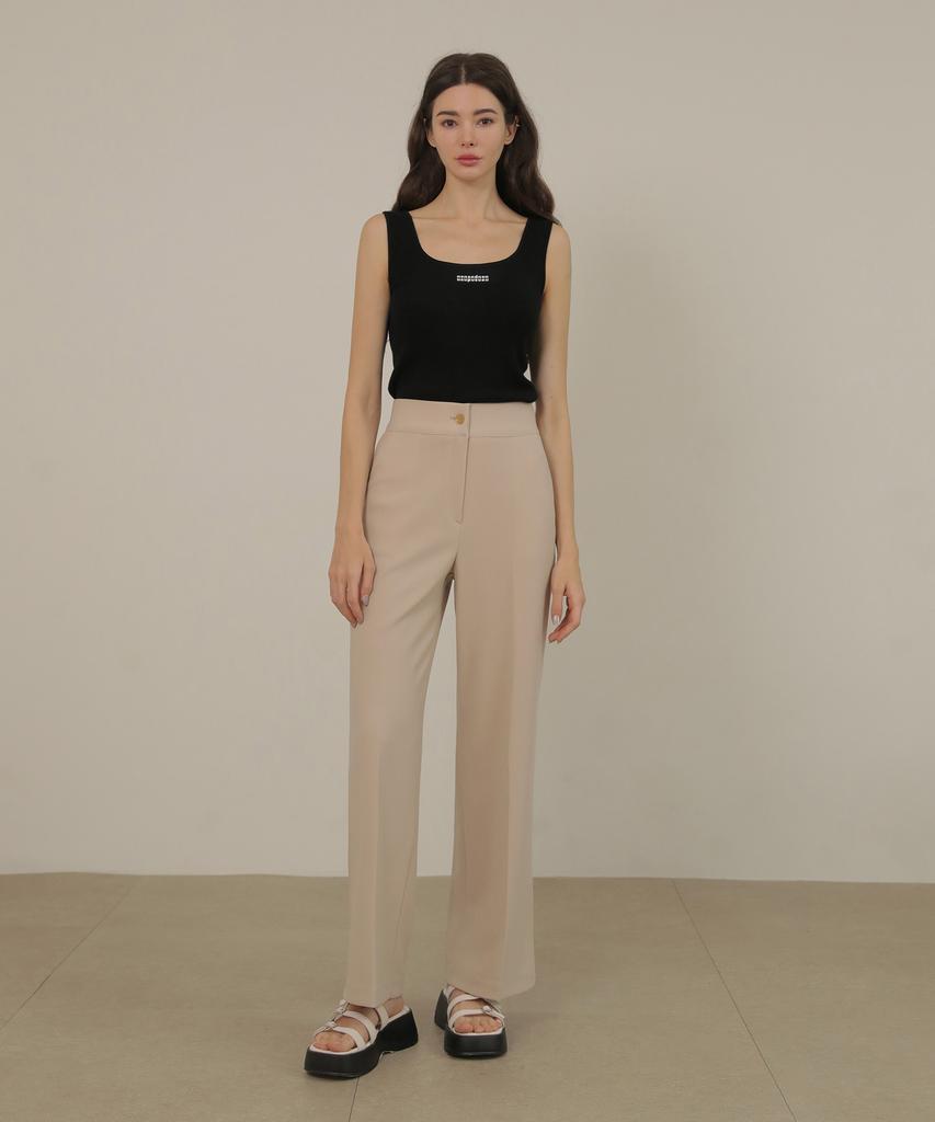 NON AND NON Basic High Waist Span Slacks_Nssl453 (Beige)