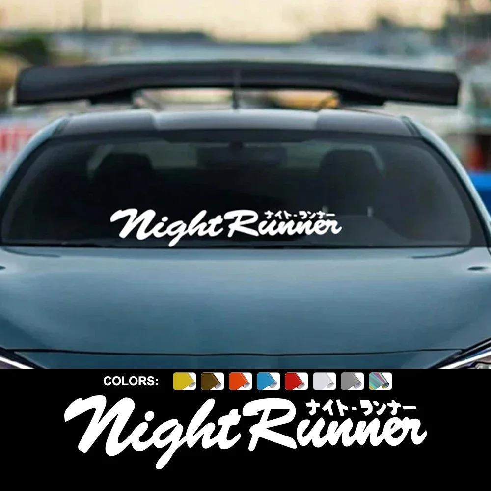 Car JDM Japanese Racing Sticker Night Runner Front Windshield Waterproof Vinyl Film Decor Decals Auto Tuning Accessories