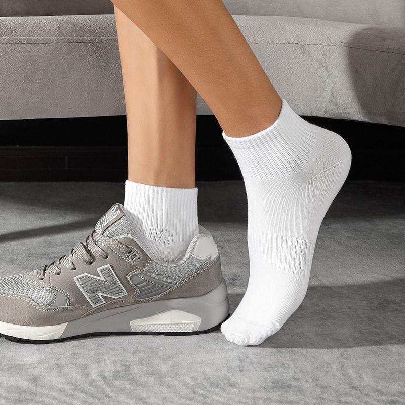 5 Pairs/lot 100% Cotton Men's Socks Spring Autumn Black White Absorption Women's Boat Socks Anti-Odor Breathable Sports Socks
