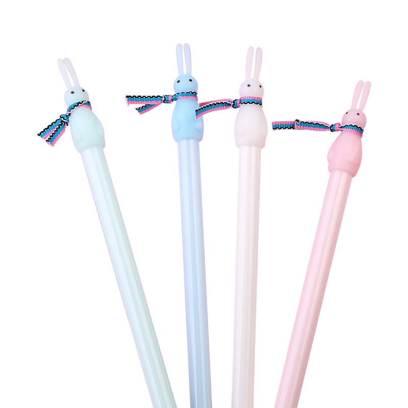 3 buc / Lot Desene Animate Drăguț Bavetă Iepure cu Urechi Lungi Pix cu Gel Negru 0,5 mm Rechizite Școlare de Birou Papetărie