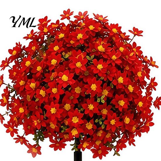 Decorative Faux Flowers for Dining Table Christmas Artificial Poinsettia Flower Topiary Tree, Fade Resistant Bush with Spike, Realistic Vivid