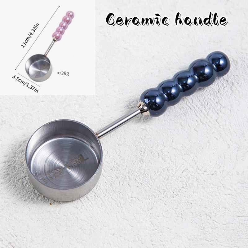 Stainless Steel Measuring Spoon Wooden Handle Measuring Cups Long Handle Coffee Bean Spoon Baking Tools