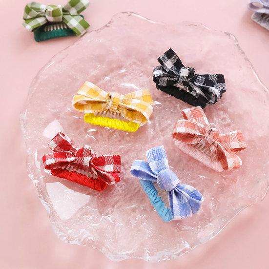 Pet Hair Clip Adorable Elegant Plaid Print Pet Cat Dog Bowknot Hair Bows Pet Supplies