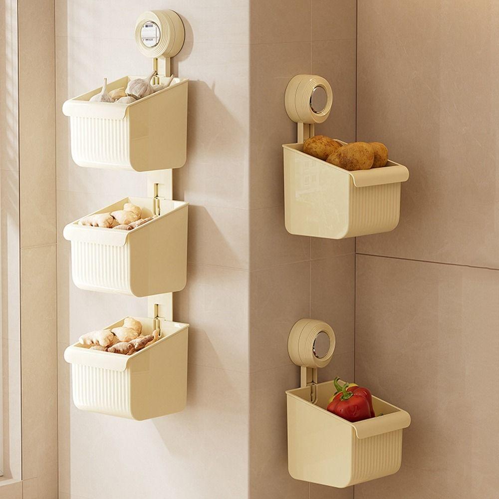 Wall Mounted Suction Cup Storage Basket Punch-free Shower Storage Organizer for Home