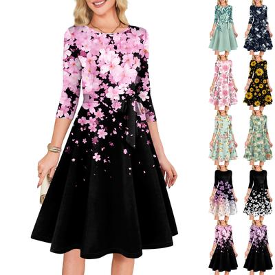 Robes de cocktail pour femmes Manches 3/4 Robe vintage pour invitée de mariage