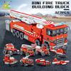 327pcs 8in1 Fire Ladder Truck Building Blocks Firefighting Set Fireman Figure Bricks City Construction Toy for Children