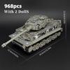 Model Military Vehicle Germen Tiger I Heavy Tank Building Blocks Armored Kit 360 Rotating Turret Tank Toy for Adults Boys Gift