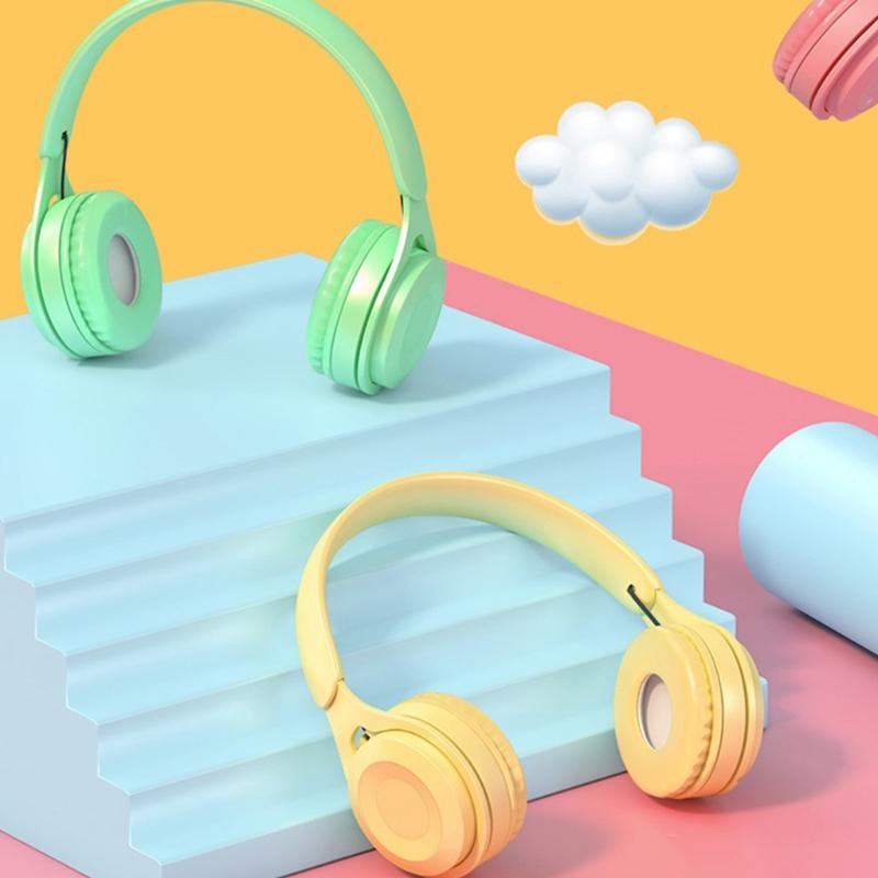 Mini Macaron Headset Head-mounted Blue-tooth 5.0 Long Wear Without Pain Noise Cancelling for Office PC Laptop School